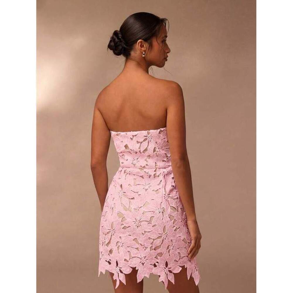 Glamine Pink Floral Party Water-Soluble Tube Top Mini Dre - Picture 2 of 5